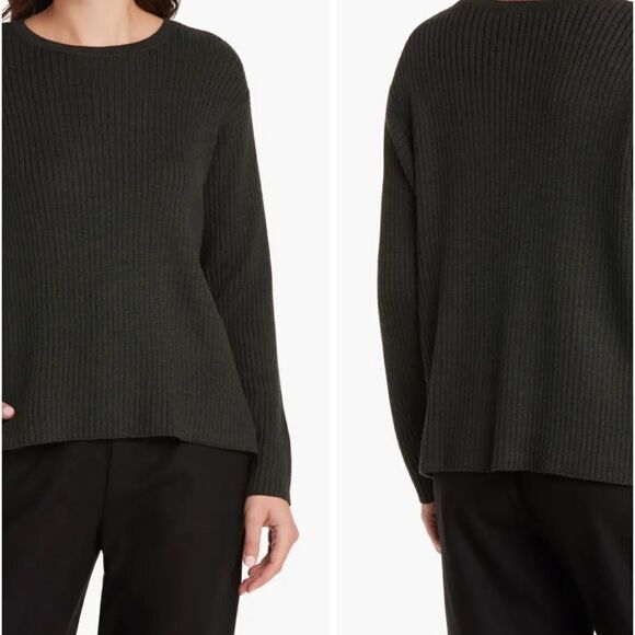 NWT Eileen Fisher Rib Crewneck Merino Wool Sweater in Ivy Size 1X - Picture 7 of 8